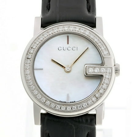 Pre-Owned GUCCI G Round Diamond YA101509 101L Shell White Quartz Watch A-158491 (Good)