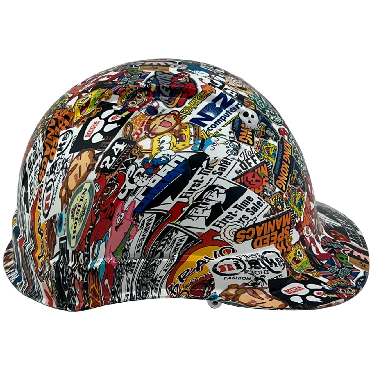 Sticker Bomb 4 Design Hydro Dipped Hard Hats Cap Style Design with 4 Pt Suspension