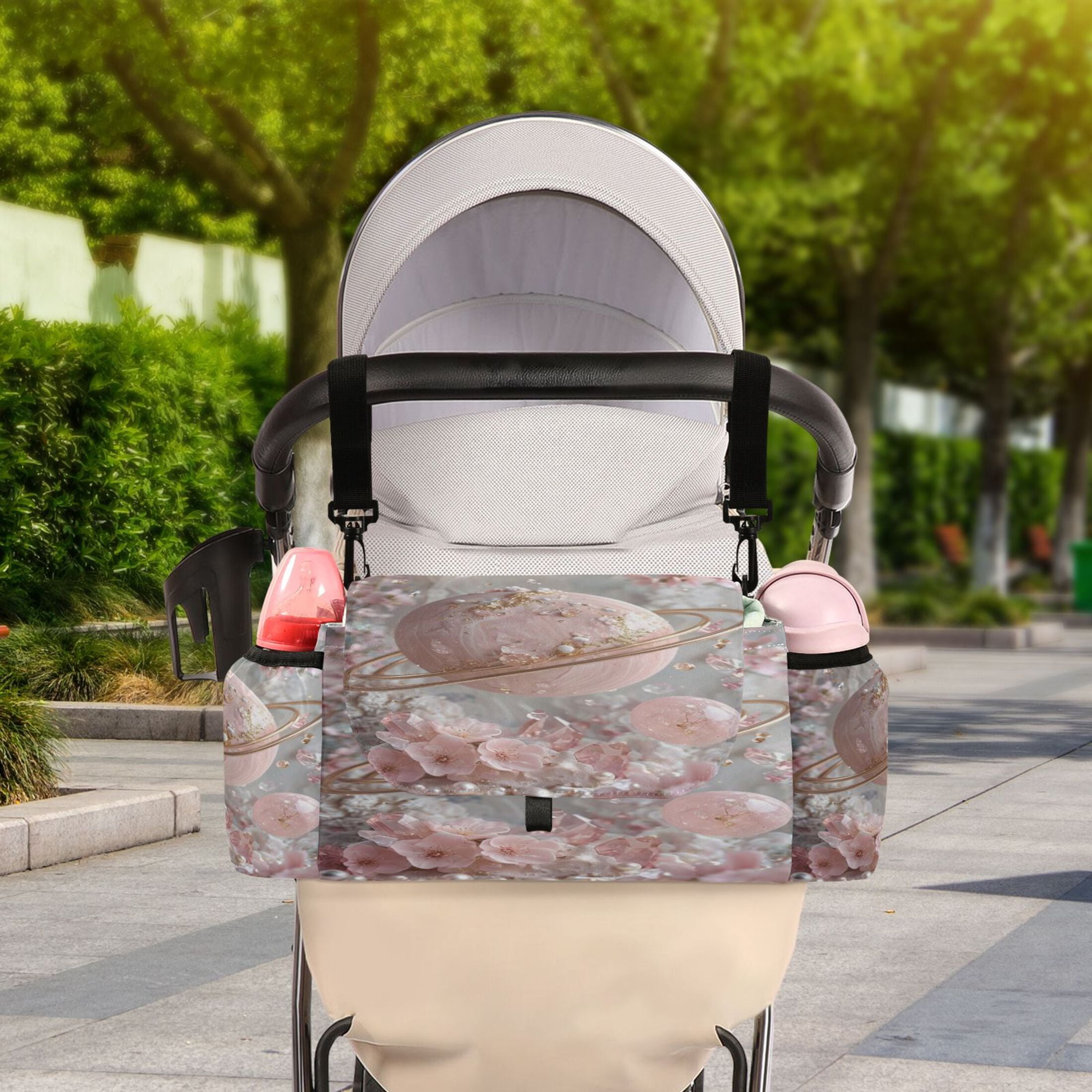 DIXRUYEE Stroller Organizer Pinkorbit Printed