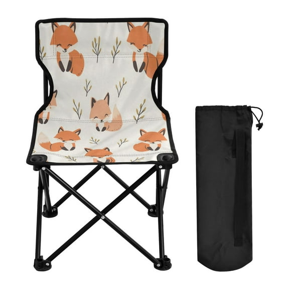 WOBOGO Cute Fox Camping Chair Convenient Four Corner Backrest Folding Stool Can Hold Up to 220lbs