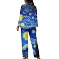 thumbnail image 5 of Kuiaobaty Van Gogh Starry Night Women's Pajama Set Long Sleeve Sleepwear Button Down Tops with Pants with Pockets Casual Loungewear Sets Holiday Nightgown, 3XL, 5 of 7