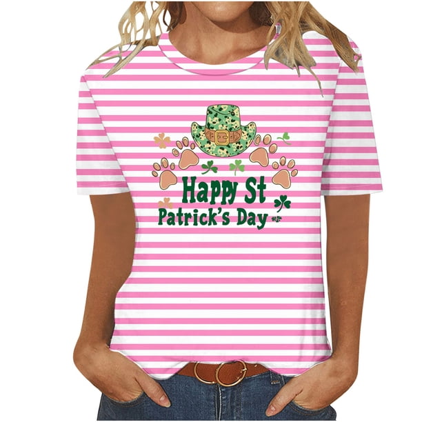 Camisetas Casuales de Mujer Nueva Moda Impresa Cuello Tripulado Manga Corta, Top Ligero para Diario Y Fiesta
