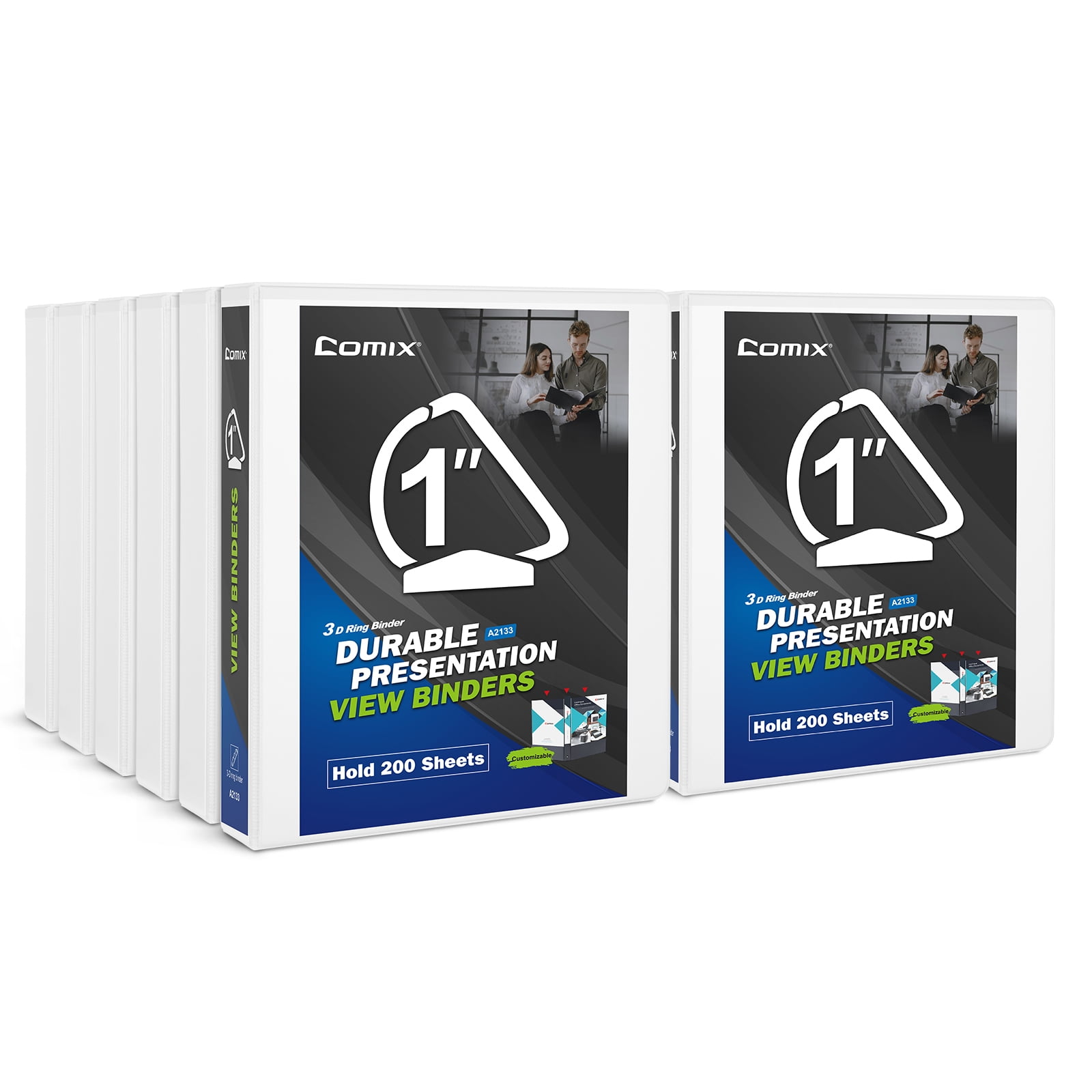 Comix DRing Basic View Binder 1 inch 3 Ring Binders, Hold 225 Sheets of 8.5" x 11" Paper, 12