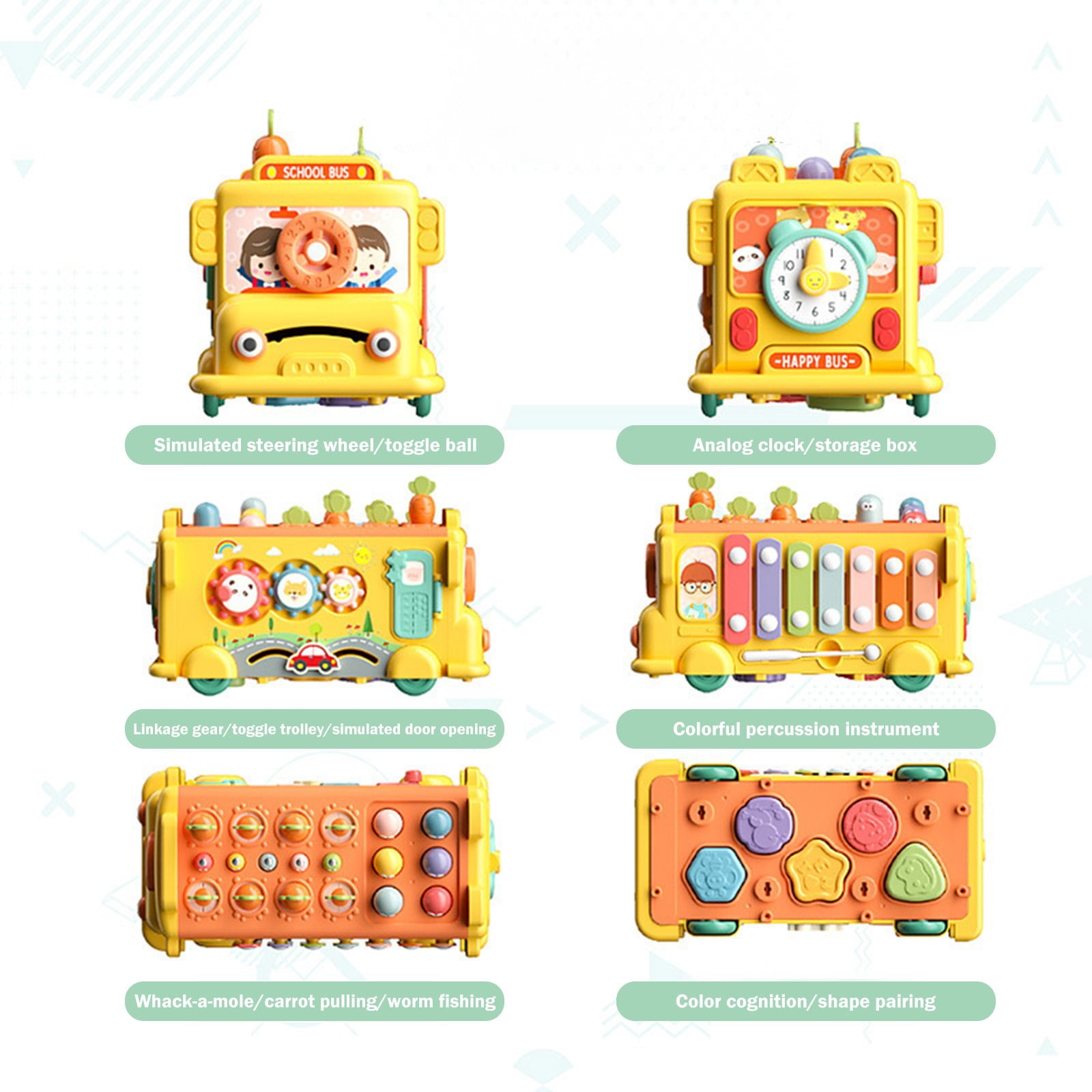 YUNAFFT 6 in 1 Educational Toddlers Activity Box 6 in 1 Montessori Toy Multifunctional Preschool Activity Toy for Infant Baby Gifts