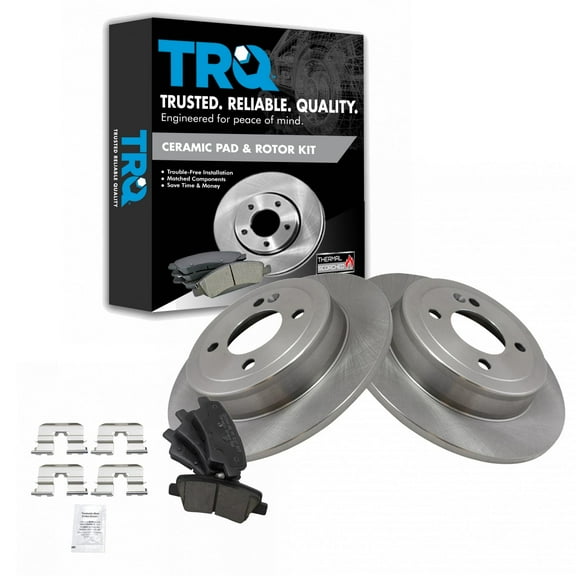 TRQ Rear Premium Posi Ceramic Disc Brake Pads & Rotor Kit Fits Select Hyundai Accent Rio