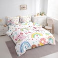 thumbnail image 3 of jejeloiu Cartoon Cute Axolotl 7-Piece Twin Bedding Sets,Colorful Kawaii Rainbow Bedding Comforter Set,Sweet Dessert Donut Sheet Sets For Girls Kids,Microfiber Bedroom Decor Reversible, 3 of 8