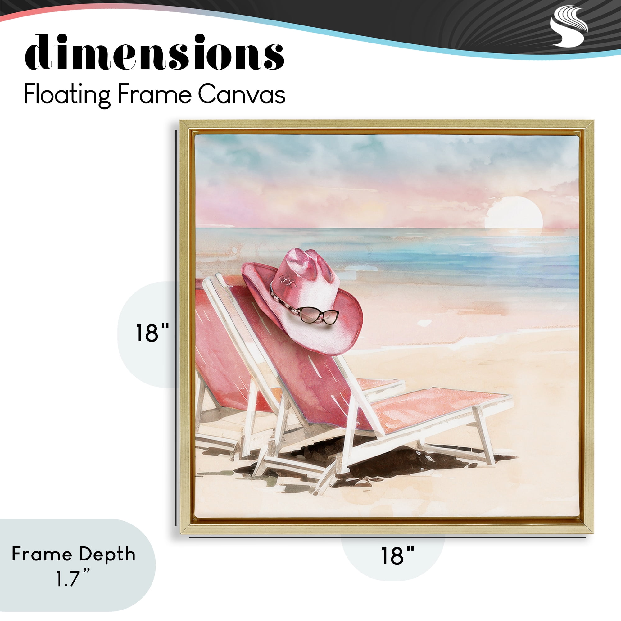 Stupell Industries Blush Pink Beach Chairs Gold Framed Floater Canvas Wall Art, design by Paul Mathenia