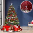 thumbnail image 2 of LanSuare Christmas Tree Skirt, 48Inches Red Black Plaid Xmas Tree Ornaments, Soft Fluffy Christmas Tree Mat with Xmas Tree Snowflake Pattern for Decorations Holiday Party, 2 of 5