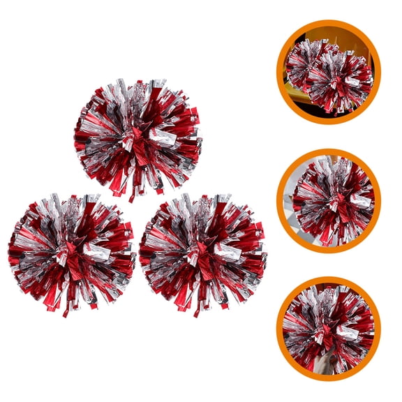 LEORX 3Set Cheerleading Pom Poms Cheerleader Pom Poms Plastic Silver for Audience Sports Competitions