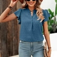 thumbnail image 4 of Haut d'Été Mode Femme Col en V Manches Courtes Aguichant Blouse Victorienne, Bleu, TTG, 4 of 6