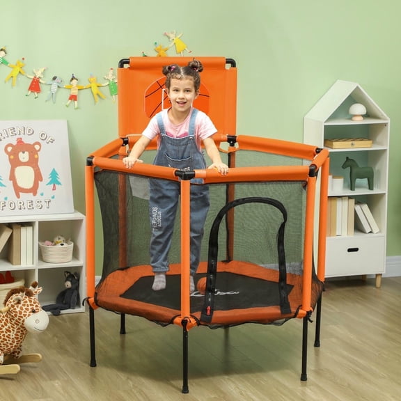 Barara King 48" Trampoline with Safety Enclosure Net, Outdoor Recreational Trampolines for Ages 3-6, Gifts for Boys & Girls, Orange