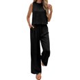 thumbnail image 3 of Aellinatey Women's Two Piece Sets With Back Tie Bow Top And Wide Leg Pants For Vacation Travel Outfits, 3 of 13