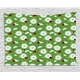 thumbnail image 1 of Ladybugs Tapestry, Chamomile Bouquet Botanical Flora and Fauna on Green Backdrop, Wall Hanging for Bedroom Living Room Dorm Decor, 80W X 60L Inches, Green Yellow and Vermilion, by Ambesonne, 1 of 2