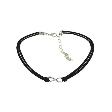 Silver Tone Infinity Sign Cord Choker Necklace