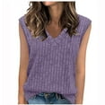 thumbnail image 2 of uublik Womens Sweaters Vest Fall Winter Casual V-neck Long Sleeved Knitted Loose Sweater Purple Clothes, 2 of 5