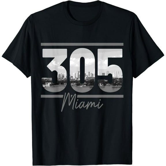 Miami 305 Area Code Skyline Florida Vintage T-Shirt