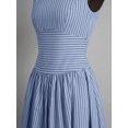 thumbnail image 6 of Blue Striped Sleeveless Ruched Waist A-Line Maxi Dress Cotton, 6 of 30