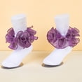 thumbnail image 4 of Girls Ruffle Socks Lace Trim Shiny Silk Princess Dance Socks Breathable Elastic Anklet Dress Socks for School and Daily Dance, 4 of 4