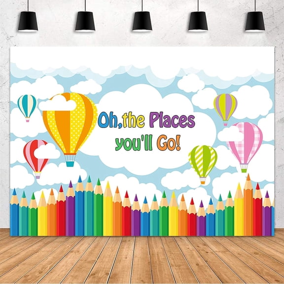 Oh The Places You Will Go Graduation Backdrop Back to School Background Kindergarten Primary School Graduate Party Decorations Banner Supplies Photo Booth Props