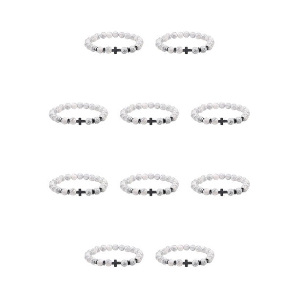 Sonducket Pulseras de cuentas de piedra natural Brazaletes de joyería de mujer resistentes al desgaste de tigre ligero para tipo 7 Tipo 7 10Conjunto