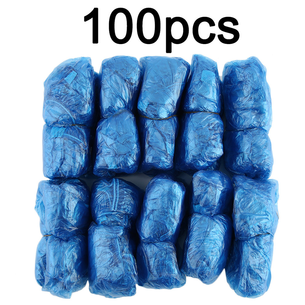 100Pcs Set Disposable Plastic Shoe Covers Rooms Outdoors Waterproof Rain Boot Carpet Clean... by