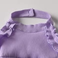 thumbnail image 3 of Infant Baby Girl Clothes Solid Jumpsuit Sleeveless Ruffle Halter Bodysuit Bell-Bottoms Pants Outfits Set Purple 3-6 Months, 3 of 6