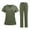 #army green, variant on Women's Scrub Sets, Modern V-Neck Scrub Top & Jogger Scrub Pants with Multi Pockets Professionals Soft Stretch Athletic Nursing Uniform Workwear (Yellow)