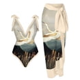 thumbnail image 1 of Traje de baño de una pieza de estilo chino antiguo dorado para mujer, traje de baño delgado de aguas termales junto al mar con falda cruzada, 1 of 6