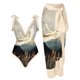 thumbnail image 1 of Traje de baño de una pieza de estilo chino antiguo dorado para mujer, traje de baño delgado de aguas termales junto al mar con falda cruzada, 1 of 6