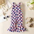 thumbnail image 5 of Mercatoo Baby Girl Bell Bottoms Romper Toddler Sleeveless Floral Overalls Suspender Flare Jumpsuit Summer Overalls Clothes, 5 of 6