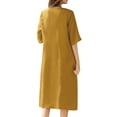 thumbnail image 6 of ZANZEA Cotton Line O-Neck Half Sleeve Side Pockets Mid-Calf Length Dresses Womens, 6 of 6