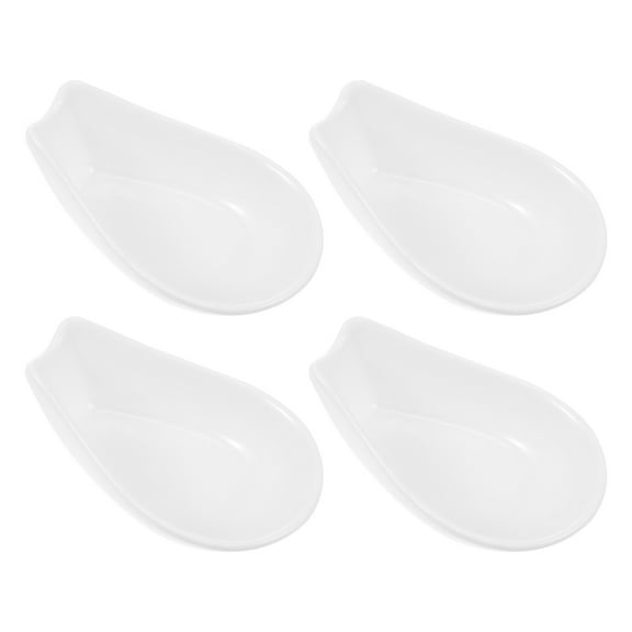 Omeite 4pcs Ceramic Spoon Storage Racks Household Spoon Holders Ladle Rests (White)