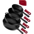 thumbnail image 1 of Pre-Seasoned Cast Iron Skillet 4-Piece Chef Set (6-Inch 8-Inch 10-Inch 12-Inch) Oven Safe Cookware - 4 Heat-Resistant Holders - Indoor and Outdoor Use - Grill, Stovetop, Induction Safe, 1 of 7