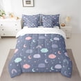 thumbnail image 3 of Homewish Galaxy Stars Moon Twin Bedding Sets 7-Piece, Cute Cloud Rainbow Bedding Comforter Set, Blue Cartoon Starry Sky Reversible Sheet Sets, Microfiber Bedroom Decor, 3 of 8