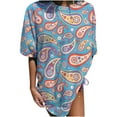 thumbnail image 2 of Pntutb Blusa de manga corta con estampado de manga corta vintage para mujer Pntutb Pntutb-3339, 2 of 9