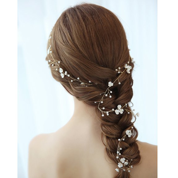 ELAYARD Golden Bridal Hair Vine for Wedding Party and Elegant Dress Matching