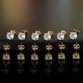 thumbnail image 5 of 18K White Gold / Yellow Gold Plated 3/4/5/6/7mm Round Cut Cubic Zirconia Stud Earrings Pack of 6 Pairs, 5 of 5