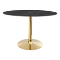 thumbnail image 2 of Modway Verne 48" Modern Artificial Marble & Metal Dining Table in Black/Gold, 2 of 6