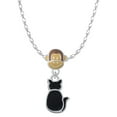 thumbnail image 1 of Delight Jewelry Silvertone Large 2-D Black Cat Back Mia Monkey Charm Necklace, 1 of 4