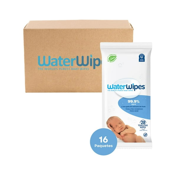 WaterWipes caja con 16 paquetes de 28 toallitas húmedas bebé blanco