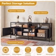 thumbnail image 5 of Industrial TV Stand for 55"/60"/65" Inch TVs with Adjustable Shelf, Entertainment Centre with 2 Door & Open Shelf,Black, 5 of 9