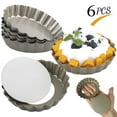 thumbnail image 1 of 6Pcs Mini Tart Pans Non-stick Tart Bakeware Mold with Removable Bottom 4 Inches Carbon Steel  Pie Pans, 1 of 8