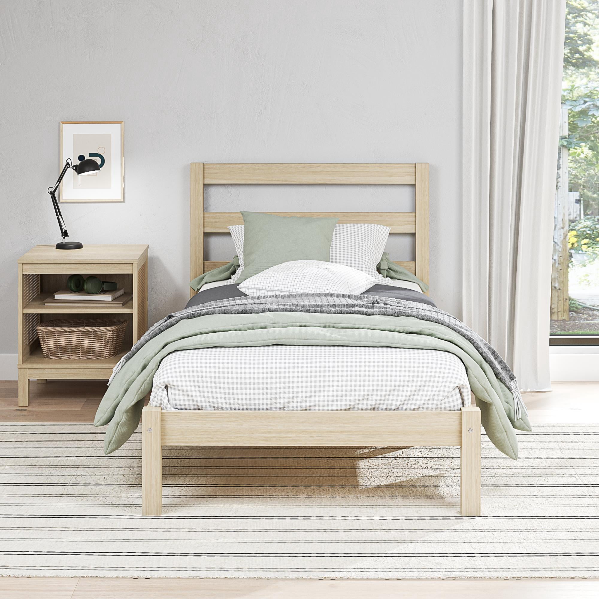 Mainstays Palmer Twin Bed, Natural Teak