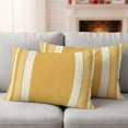 thumbnail image 2 of Lumbar Pillow Covers 20x12 Inch Set of 2, Vintage Turmeric Yellow Striped Waterproof Outdoor Pillow Covers, Farmhouse Modern Stripes Boho Decorative Cushion Pillowcases for Patio Garden Couch Bed, 2 of 9