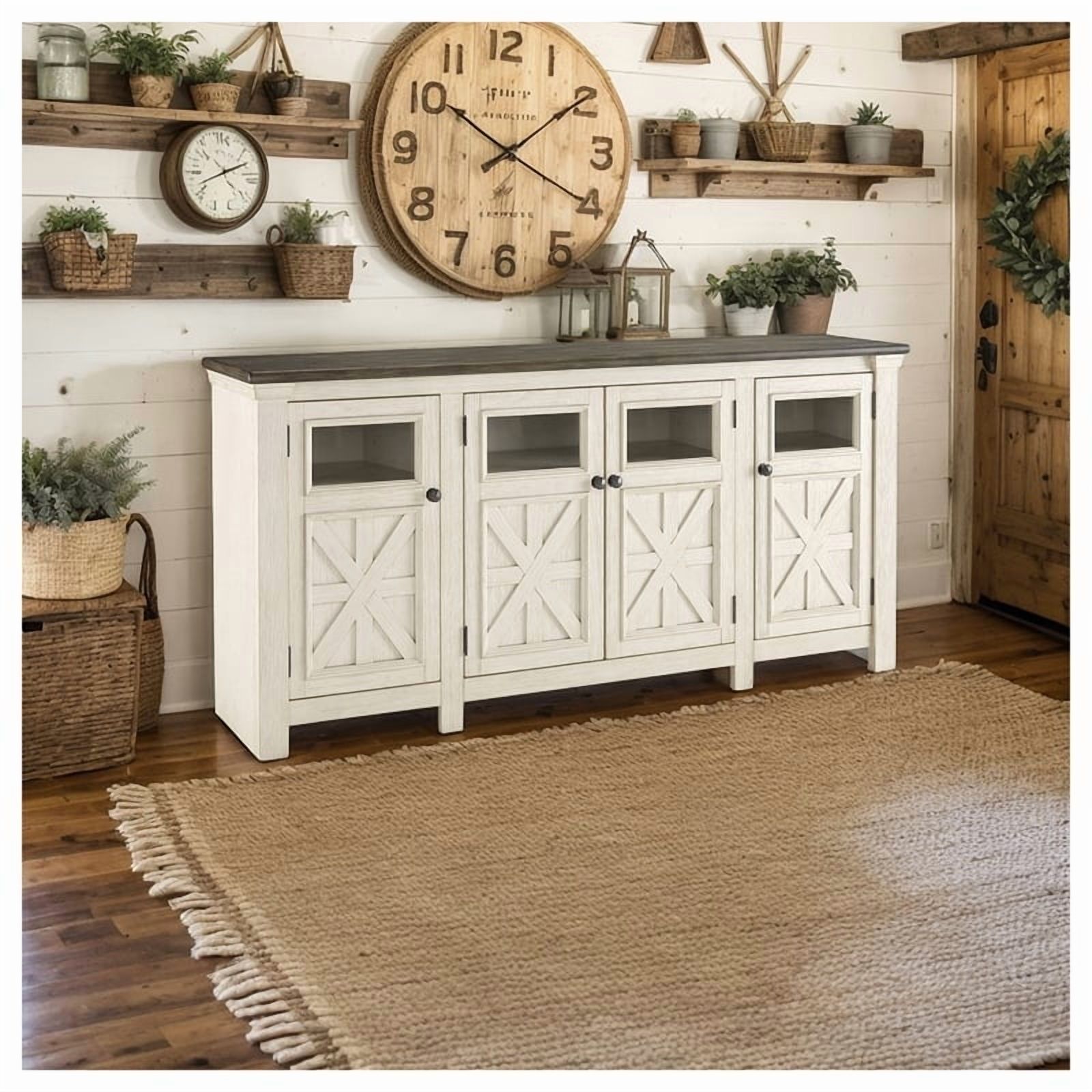 Ashley Furniture Bolanburg Engineered Wood Extra Large TV Stand in Two-Tone