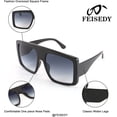 thumbnail image 5 of FEISEDY Trendy Baddie Oversized Sunglasses Square Hiphop Flat Top Large Shades for Women Men B2780, 5 of 14