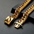 thumbnail image 5 of Gold Curb Chain Metal Dog Collar for Large Dogs, 16mm Thick Training Basic Dog Supplies, 5 of 7