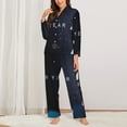 thumbnail image 2 of Xecao 2025 Happy New Year 2 Print Women Pajamas Set Soft Sleepwear Pjs long Sleeve Button Down Nightwear with Long Pants, 2 of 6
