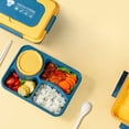 thumbnail image 1 of Portable Meal Carrier, 4-Compartment Food Storage, Leakproof Plastic Containers, Stackable Design, For Adults/Travelers, Office/Lunch Use, Reusable Food Tupperware, Stainless Steel Accents, Compact, 1 of 9