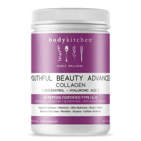 Body Kitchen Youthful Beauty Advanced Collagen Peptides Powder Supplement, Unflavored, 30 Servings